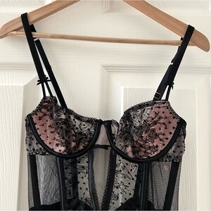 Victoria’s Secret Black and pink corset teddy size XS